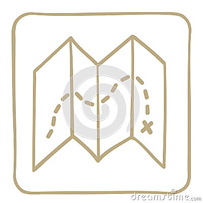 Roadmap icon in a light brown frame. Vector graphics. Vector Illustration